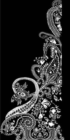 a black and white drawing of an ornate design