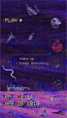 the poster for play wake up keep dreaming, which features an image of space shuttles and