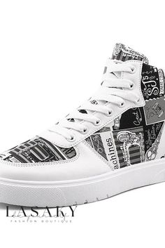 Lasaky - Stylish and Versatile High Top Canvas Sneakers for Fashion-Forward and Casual Street Fashion. Spring Letter Print Lace-up Sneakers, Spring Flat High-top Sneakers For Streetwear, Spring Lace-up Sneakers With Letter Print, White Sneakers With Letter Print For Spring, Casual High-top Lace-up Sneakers With Graphic Print, Casual High-top Graphic Print Lace-up Sneakers, Casual Graphic Print High-top Lace-up Sneakers, Spring Black Sneakers With Graphic Print, White Lace-up High-top Sneakers With Graphic Print