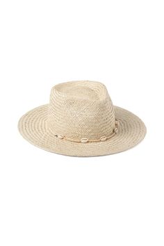 Get ready, your holiday adventure awaits… The destination of your dreams is only minutes away with our straw woven fedora. Featuring a decorative chin strap and finished with beads and seashells, this is the ultimate seaside accessory. Off-White 100% straw fedora trimmed with custom beaded seashell chin strap. Brim measures 8 cm / 3.15”. Classic crown height. Please note, color of straw may vary from piece to piece due to the organic nature of the straw. Cream Brimmed Fedora In Toquilla Straw, Natural Woven Toquilla Straw Fedora, Beach Fedora With Upf 50+ In Toquilla Straw, Beaded Seashell, Safari-style Straw Fedora Hat For The Beach, Summer Cream-colored Toquilla Straw Fedora, Organic Nature, Crown Heights, Straw Fedora