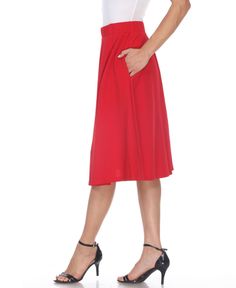 Strut or twirl with confidence in this light and breezy flared skirt. Perfect for keeping cool on a hot summer's day or for adding a touch of style whether you're off to work or a night on the town, this skirt is as versatile as it is alluring. Red Casual Midi Skirt, Casual Red Midi Skirt, Red Lined Midi Skirt, Red Midi Lined Skirt, Red Midi Skirt With Lining, Red Solid Color Skirt For Spring, Red A-line Party Bottoms, Red Midi Skirt For Workwear, Casual Red Full Skirt Bottoms