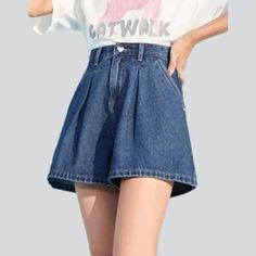 From 2023 Summer Collection. introducing the latest in streetwear style fashion our pleated waistband women's denim shorts! Crafted with the modern fashionista in mind. these stonewashed. wide-leg. high-waist shorts are the perfect blend of comfort and sophistication. Featuring a zipper and button closure. these shorts are made of premium quality viscose fabric for ultimate durability.Why These Shorts Should Be Your Next PurchaseYou'll be sure to make a statement in these shorts. designed to be Trendy Relaxed Fit High-waisted Shorts, Trendy Wide Leg Summer Shorts, Trendy Jean Shorts With Short Legs For Spring, Knee-length Jean Shorts For Summer, Trendy Baggy Bottoms With Built-in Shorts, Summer Trendy Wide Leg Shorts, High-waist Jean Shorts For Spring Streetwear, High Waist Jean Shorts For Spring Streetwear, High Waist Jean Shorts For Streetwear In Spring