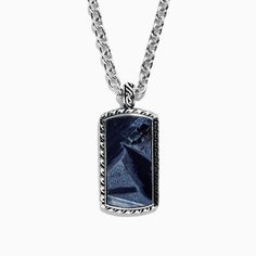 Effy Men's Sterling Silver Pietersite Dog Tag Pendant, 9.50 TCW