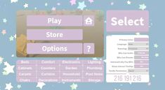 a game screen showing the options for selecting items