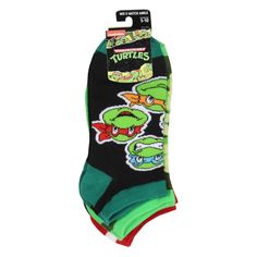 Introducing the Teenage Mutant Ninja Turtles 6-Pack Ankle Socks, a must-have collection for every fan of the legendary heroes in a half-shell! This action-packed set features six distinctive no-show, low-cut style designs inspired by the TMNT universe, great for adding a touch of ninja stealth to your wardrobe while showcasing your love for these beloved pizza-loving characters. The six designs in this pack include various TMNT-themed patterns and imagery, such as the 4 characters Leo, Raph, Don Casual Multicolor Character Print Socks, 4 Characters, Mutant Ninja, 6 Packs, Teenage Mutant, Teenage Mutant Ninja Turtles, Teenage Mutant Ninja, Ninja Turtles, Ankle Socks