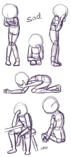 some sketches of people sitting down with their hands on their hipss and legs crossed