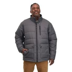 Suit up for cold weather by donning the Ridgecut Men's Nylon Puffer Jacket. Made with polyfill insulation, this wind-resistant jacket helps block out the elements and keep you warm. It's made from nylon canvas material which is super durable and abrasion resistant to preserve the quality of the jacket over time. Handwarmer pockets provide added warmth. Shell fabric made with durable, abrasion-resistant 100% nylon canvas TOUGHSHIELD design built to shield tough water-based stains and provide maxi