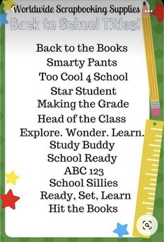 the back to school supplies list is shown in green and white with stars on it