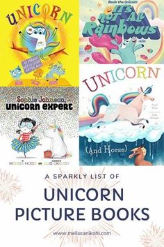 unicorn books for children with the title unicorn pictures and unicorns written in different languages