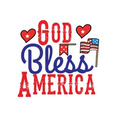 an american flag with the words god blasss america in red, white and blue