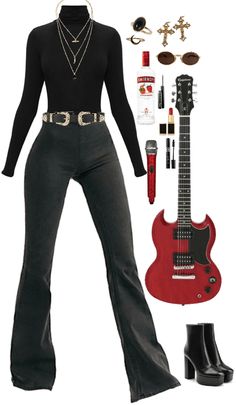 Rock Stars Outfit, 70s Fashion Grunge Punk Rock, Glam Rocker Outfit, 80 Rock Outfits, Band Girlfriend Outfit, Queen Band Concert Outfits, Rockstar Looks Women, Rock Music Outfit, How To Dress Like A Rock Star