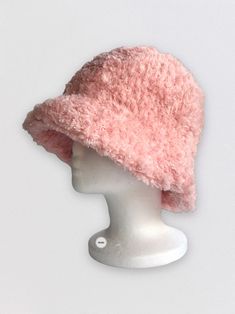 Fluffy Faux Fur Hat For Cold Weather, Trendy Pink Bucket Hat For Winter, Pink Brimmed Bucket Hat For Winter, Pink Winter Bucket Hat With Short Brim, Winter Pink Bucket Hat, One Size, Pink Bucket Hat For Winter, Animal Beanie, Fluffy Bucket Hat, Ear Cap