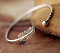 Secret Garden Sterling Silver Leaf Bracelet Silver Leaf Bracelet, Womens Silver Jewelry, Feather Bracelet, Leaf Bracelet, Cuff Bangle Bracelet, Silver Feather, A Bracelet, Sterling Silver Bangles, Bangles Jewelry