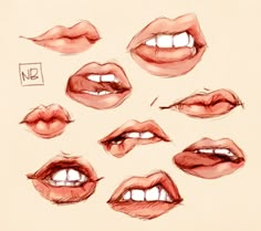 the lips are drawn in different ways