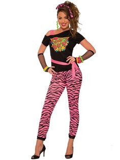 Adult Wild Costume - costumes.com Costume Party Themes, Zebra Leggings, Tea Length Bridesmaid Dresses, 80s Disco