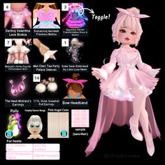 Royal High Outfits Ideas Coquette, Cute Royale High Outfit Hacks, Royale High Pink Outfits, Pink Royale High Outfits, Coquette Royale High Outfits, Rh Avatar, High Tips