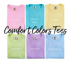 Comfort Colors Shirt, Order a size up for a more oversized look. Soft, comfy tees in soft pretty colors, no designs printed on them. If you want shirts with printed design look in our other sections:)  6.1 oz., 100% ring spun cotton Soft-washed garment-dyed fabric Double-needle collar Twill taped neck and shoulders Double-needle armhole, sleeve and bottom hems --- Care of Product: Turn garment inside out. Machine wash cold. Remove promptly from washer. Tumble dry on low heat setting. Never bleac Oversized T-shirt For Spring, Casual Pastel Relaxed Fit Tops, Oversized Soft-washed Comfortable T-shirt, Comfortable T-shirt For Spring, Neutral T Shirts, Comfort Colors Tee, Comfy Tees, Oversized Tshirt, Pretty Colours