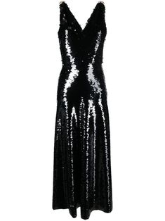 jet black sequin embellishment crystal shoulder Melodie buttons plunging V-neck concealed side zip fastening sleeveless fitted waistline V-back flared skirt ankle-length silk lining A-line Luxury V-neck Evening Dress With Sequins, Luxury Sequin V-neck Evening Dress, Luxury Sleeveless Sequin Formal Dress, Luxury Sleeveless Sequin Evening Dress, Luxury Sleeveless Sequin Dress For Night Out, Floor-length Sequined Maxi Dress For Evening, Luxury Contrast Sequin Dress, Gala Sequin Embellished Maxi Dress, Embellished Sequin Maxi Dress For Gala