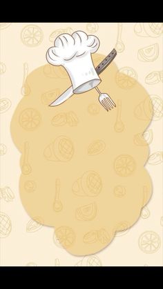 a chef hat flying through the air with a fork in it's hand and some food