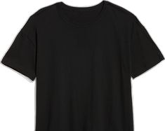 Trendy Black Relaxed Fit Short Sleeve Top, Black Relaxed Fit Trendy Short Sleeve Top, Black Relaxed Fit Short Sleeve Top For Everyday, Black Casual T-shirt With Shirttail Hem, Casual Black T-shirt With Shirttail Hem, Black T-shirt With Shirttail Hem For Summer, Black Shirttail Hem T-shirt For Summer, Black Summer T-shirt With Shirttail Hem, Basic Black Short Sleeve Top Relaxed Fit