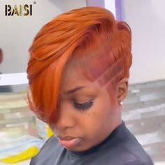 BAISI HAIR Pixie Cut Wig BAISI Ginger Short Style Full Lace Wig Short Quick Weave Styles 27 Piece, Quick Weave Hairstyles Bobs, Ginger Hairstyles, Curled Pixie Cut, Plucked Wig, Short Quick Weave, 80's Hairstyle, Short Weave Hairstyles, Short Cut Wigs