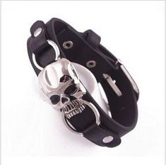 Gothic Skull Bracelet Bracelets Type: Charm Bracelets Shape\pattern: Skeleton Material: Alloy Size(L * W):approx 24.5*1.4cm/9.65*0.55in ⬅ Go Back to all Leather Skull Bracelets ➩ Check out all the Skull Bracelets ️‍🔥 Trending Now: Skull Rings ️‍🔥 ➩ Go Back to Skull Jewelry ⚡️ Get a COMBO With a Skull Watches Punk Silver Leather Skull Bracelet, Silver Skull Leather Bracelet In Punk Style, Silver Skull Punk Leather Bracelet, Edgy Metal Skull Bracelets, Edgy Skull Metal Bracelets, Edgy Skull-shaped Metal Bracelets, Adjustable Gothic Bracelets With Skull Print, Adjustable Gothic Skull Bracelets, Punk Style Metal Bracelets