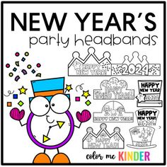 the new year's party headbands for kids to color and cut out