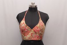 Women's Reversible Silk Halter Top Boho Crop Wear Summer - Etsy Bohemian Fitted Halter Top With Built-in Bra, Sleeveless Silk Halter Top For Summer, Silk Halter Neck Top For Summer, Halter Neck Top With Built-in Bra For Festival, Festival Halter Neck Top With Built-in Bra, Summer Silk Choli For Party, Festive Sleeveless Summer Crop Top, Festive Sleeveless Crop Top For Summer, Summer Party Silk Choli