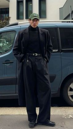 Black Classy Outfit Men, Mob Boss Outfit Male, Casual Classy Outfits Men, Old Money Black Outfit Men, Men Chic Outfit, Black Old Money Outfits, Mens Winter Outfits Classy, Dark Academia Men Outfit, Old Money Black Men