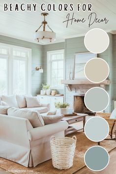 Beachy Colors for Home Decor (With Paint Colors & Hex Codes) Colors Hex Codes, Coastal Paint Palette, Beach House Paint Colors, Beach House Color Palette, Mint Color Palettes, Beachy Color Palette, Coastal Paint Colors, Coastal Paint, Beach House Colors