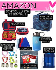 the back to school lunch box is packed with items and includes an icebox, lunch bag, water bottle, lunch bags, lunch boxes