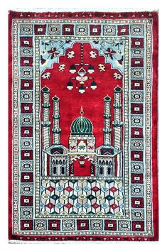 Origin: 100% Hand Knotted in Afghanistan Processing; Hand Washed and Shipping done in Lahore Pakistan. Density: 110-120 KPSI Pile Height: 8 to 10 mm This thick prayer rug is hand-knotted, with 100% Pure and lustrous fine wool that makes this carpet gorgeous, soft and comfortable under the feet and ankles but hard enough to perform Sajedah with added comfort. What distinguishes an antique prayer rug in terms of format is the use of an arched doorway, niche or "mihrab" design motif. The handmade prayer design rug emerged since the dawn of early Islamic history of carpet design. You can see and feel the quality and truly appreciate the workmanship that has gone into each prayer rug. Each Prayer Mat is made by a group of artisans who work as a team to hand knot these prayer mats using vegetabl Prayer Mat Islam, Masjid Carpet, Quran And Prayer Mat Aesthetic, Muslim Prayer Rug, Creating Positive Energy, Lahore Pakistan, Muslim Prayer, Prayer Rug, Carpet Design