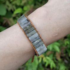 Handmade natural stone bracelet Adjustable Labradorite Bangle Bracelet, Natural Stones Leather Bracelet Gift, Adjustable Labradorite Gemstone Beads Bracelets, Adjustable Natural Stone Bracelet, Adjustable Natural Stone Wristband, Retro Bracelet, Men Bracelet, Bracelet Men, Natural Stone Bracelets