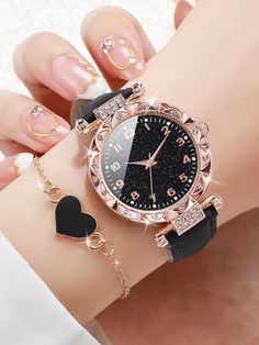 Casual Collar    Set De Reloj Embellished Latest Women Watches, قلادات متدلية, Pretty Watches, Fancy Watches, Watch Set, Ladies Watches, Apple Watch Accessories, Girls Watches, Fancy Jewellery