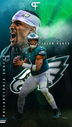 Philadelphia Eagles quarterback Jalen Hurts on a mobile phone wallpaper background with the text overlay "Jalen Hurts" Jaylen Hurts, Nfl Wallpaper, Michael Vick