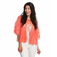 Maybe you’ve slipped on a simple, but stunning dress for a friend’s wedding and need something to bring your ensemble to the next level. Or you’ve throw on a tank top and denim for a casual day of shopping. Whatever the case may be, this romantic floral lace cardigan is the perfect accent piece. Spring Lace Blouse With 3/4 Sleeves, Lace Blouse With 3/4 Sleeves For Spring, Lace Blouse With Three-quarter Sleeves For Spring, Feminine Cardigan For Spring Day Out, Feminine Cardigan For Day Out In Spring, Spring Party Blouse With Half Sleeves, Fitted Summer Cardigan For Brunch, Flowy Summer Cardigan For Day Out, Flowy Cardigan For Summer Day Out