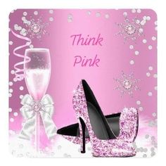 a pair of high heel shoes and a champagne glass on a pink background with congratulations