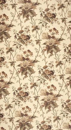 an old wallpaper with flowers and leaves on it