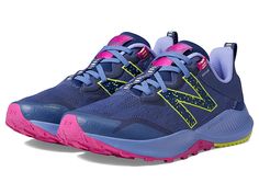 New Balance Dynasoft Nitrel v4 - Women's Shoes : Blue/Yellow : The New Balance® Dynasoft Nitrel v4 easily works on or off road thanks to AT tread. The all new Dynasoft midsole ultra-responsive ride coupled with plush comfort contributes to the keep you ready-for-anything fit and feel. Lightweight and breathable upper. Padded collar and tongue. Pull tab on back. Lace up vamp. Cushioned insole. Bumper toe. Textile and synthetic upper. Textile lining and insole. Synthetic outsole. Imported. Measure Pink Trail Running Shoes With Gel Cushioning, New Balance Waterproof Sporty Sneakers, Pink Trail Running Sneakers With Gel Cushioning, New Balance Dynasoft, Bohemian Print Dress, Womens New Balance, Cushioned Running Shoes, Bohemian Print, New Balance Men