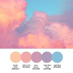 the sky is filled with pink and blue clouds, all in shades of pastel