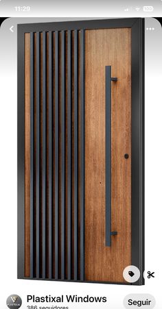 an image of a wooden door with metal slats on the front and side panels