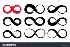 the infinite sign is drawn in different colors and sizes, including red, black, and white