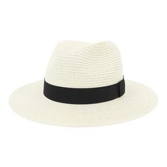 Casual Wide Brim Banded Straw Panama Hat Wide Ribbon Ivory Removable Band Circumference 22.05 inches Height 4.72 inches Brim 2.76 inches Color Ivory Chic White Adjustable Hat Bands, Chic Adjustable White Hat Band, Classic Cream Sun Hat For Vacation, Cream Wide Brim Fedora For Travel, White Flat Brim Straw Hat For Travel, Cream Short Brim Hat For Travel, Cream Flat Brim Hat For Travel, Cream Short Brim Travel Hat, Adjustable White Fedora Straw Hat