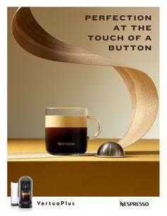 a cup of coffee sitting next to a mouse on top of a wooden table with the words vertop plus