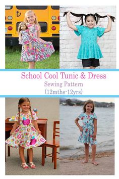 the sewing pattern for this girls'dress is easy to sew and has two different variations