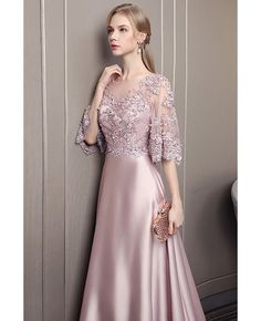 Buy noble long train satin evening dress with puffy beaded sleeves at affordable price online. Free shipping and pro custom service since 2009. Backless Formal Dresses, Pink Party Dress, Mode Rose, Pink Party Dresses, Satin Evening Dresses, Off Shoulder Dresses, Bohol, فستان سهرة, Pink Party