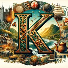 the letter k is surrounded by many different things