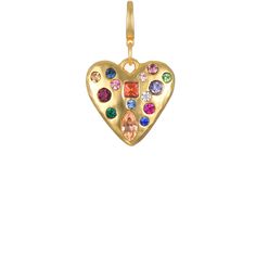 The Petite Mosaic Gem Heart Clip-On Charm is the younger sister to a Sequin signature. A sculpted and gold-dipped heart is the base for colorful crystals cut in mixed shapes—each one is meticulously pressed into clay by hand to get the perfect balance. Attach this special piece to any chain or gemstone strand for a loving touch. Charm measures 1 3/4" long x 1" wide and is 22k gold plating bronze with glass stones. Jewelry Goals, Better Everyday, The Younger Sister, Colorful Crystals, Heart Clip, Pearl Gifts, Clip On Charms, Younger Sister, Zodiac Jewelry