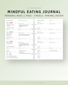 the mindful eating journal is open and ready to be filled with information about what's in it