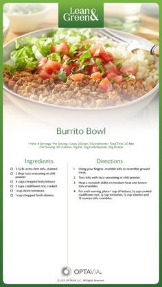 the menu for burrito bowl